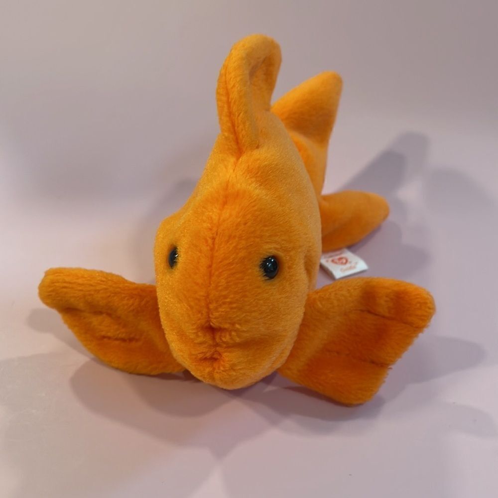1993 Ty Original Beanie Baby Goldie the Goldfish PVC Pellets Great Used Conditio - Picture 2 of 7